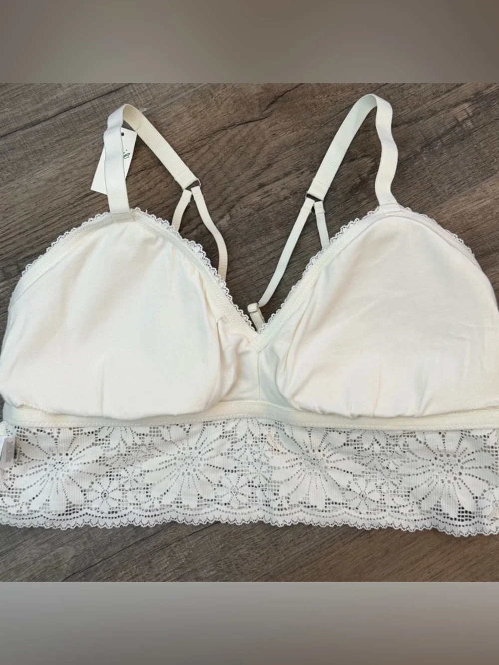 NEW Aerie Floral Lace Padded Longline Bralette Womens XL Ivory Bra Removable Pad